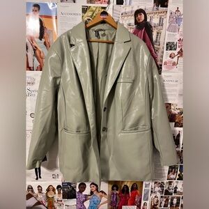 Vegan Leather Matcha Color Blazer / Jacket